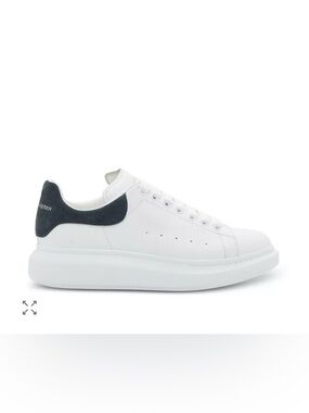 Alexander McQueen White Leather Oversized Sneaker with Black Suede Heel Tab